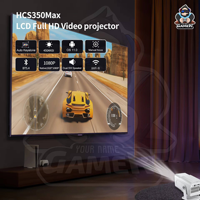 Proyector HCS350 Plus con Gamepad, 1080P, Juegos + Karaoke + Micrófono Estéreo, Android Wifi, Mini Smart TV, Cine en Casa, Proyector HCS350 KTV
