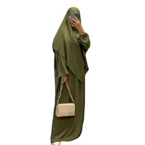 Lange Hijab Khimar En Abaya Jilbab 2 Delige Set Bijpassende Eid Gebed Kledingstuk Moslim Vrouwen Jurk Ramadan Niqab Islamic Dubai Boerka
