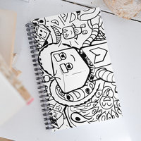 Carnet à spirale A6/A7 personnalisable avec logo, Organiseur de planification 'Cœur de Robot', Reliure thermique pour journal scolaire, Papier offset