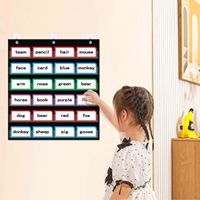 Pizarra de bolsillo plegable negra para el aula con 6 bolsillos transparentes para uso en el hogar y la escuela, pizarras plegables y tiras de frases