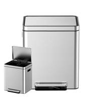 Poubelle en métal à deux compartiments pour bureau à domicile avec pédale Seau de rangement fonctionnel pour la classification des ordures