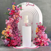 Décoration murale C-360 pour mariage, rose vif avec fond orange, fleurs artificielles, rangée de fleurs pour demande en mariage, fête d'anniversaire, événement