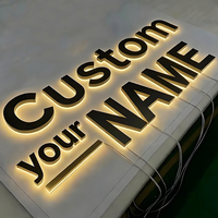 Papan Nama LED Kustom Logo Huruf Bisnis Salon Kecantikan Rambut, Papan Reklame Luar Ruangan Logam Backlit Tahan Air IP54
