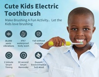 Cepillo de dientes eléctrico sónico con diseño de dibujos animados para niños, recargable por USB, cerdas suaves DuPont, resistente al agua IPX7, 3 modos, batería de 60 días