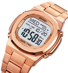 Montre chronomètre décontractée en acier inoxydable SKMEI 2004, résistante à l'eau 3 ATM, montre rétro de marque haut de gamme, montre numérique en acier pour hommes - Product Image 2