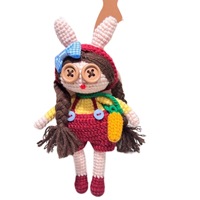 Poupée en peluche créative faite à la main au crochet, adorable lapin de dessin animé, porte-clés, pendentif, breloque de sac, cadeau