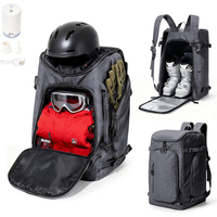 Sac à dos pour bottes de ski 60L avec pompe à vide, trou de drainage pour la neige, compartiment imperméable pour bottes, rangement pour casque et lunettes, et tapis de maintien vertical