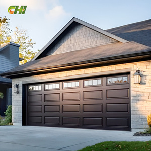 Porte de <span class=keywords><strong>garage</strong></span> sectionnelle en acier noir CHI Directo De Fabrica 16x8 avec fenêtres, isolée avec PU, commande en gros - Product Image 3