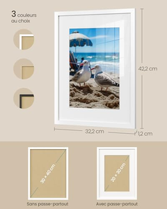 Cadres <span class=keywords><strong>photo</strong></span> en MDF blanc pour photos de 20 x 30 cm, cadres <span class=keywords><strong>photo</strong></span> à fixer au mur, ensemble de cadres <span class=keywords><strong>photo</strong></span> pour décoration murale, affichage mural - Product Image 5