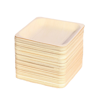 Assiettes carrées jetables en bois naturel de 140 mm, résistantes à l'huile, robustes, pour sushis, gâteaux, pique-niques, fêtes, barbecues et traiteurs