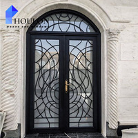Luxe Royal Chinois Top Marque Français Extérieur Double Verre Portes En Fer Forgé Porte D'entrée Extérieure