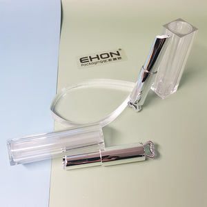 Tube de rouge à lèvres transparent avec capuchon en forme de cœur, emballage vide pour baume à lèvres, étui cosmétique en ABS, estampage à chaud - Product Image 5