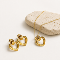 Ensemble de bijoux en acier inoxydable 316L et or 18 carats, motif popcorn granulé, texture anneaux entrelacés, pour femme, personnalisable OEM