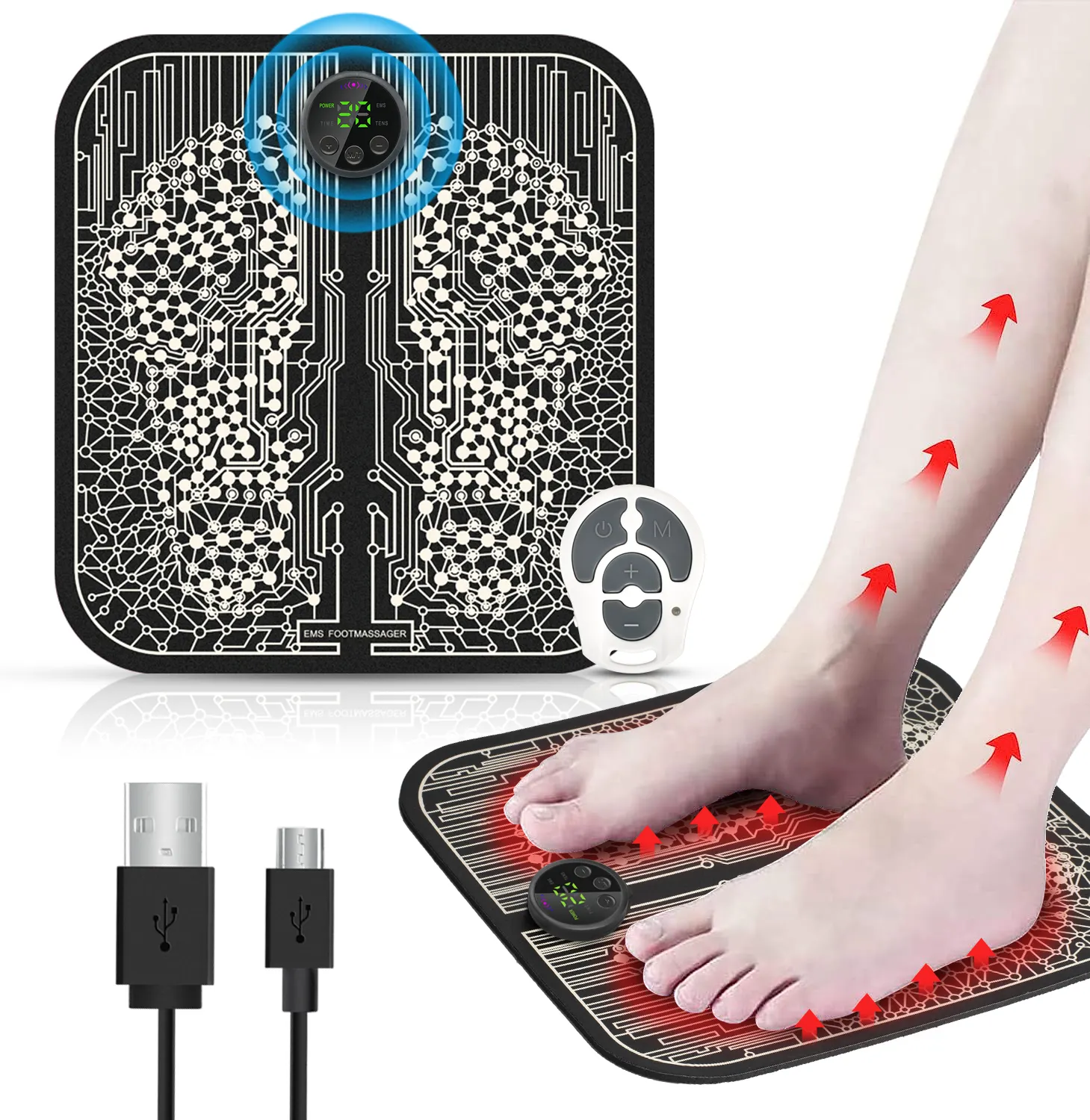 Voeten Spierstimulator Voet Acupunctuur Massage Mat Elektrische Ems Voet Massageapparaat