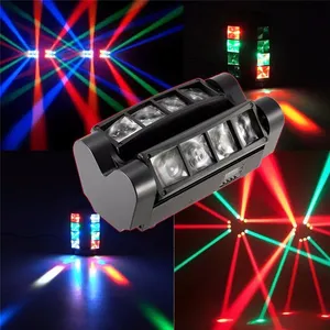 Lampu DJ Kepala Bergerak Laba-laba Mini Lampu Panggung LED 80W RGBW DMX512 Lampu Efek Penyapu Ganda Bar Pesta Dj