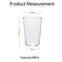 Gobelet à café glacé en verre borosilicate de 440 ml, style simple et transparent, sans BPA, compatible lave-vaisselle et micro-ondes, pour la maison et le café