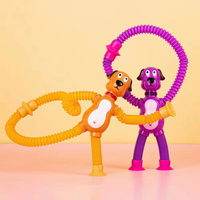 Pop Tube Fidget Jouet Chien Tube Télescopique Ventouse Télescopique Éducatif Dessin Animé Chien Tubes S'allument