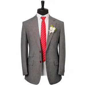 Vintage Men Suits Tweed Regular Fit 2 Piece Business Jacket Trousers Herringbone Wool Prom Tuxedos for Wedding