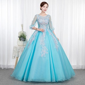 Sky Blue Stage Performance Dress Women Long Tutu Art Exam Solo Dress With Straps General Purpose Type - Product Image 2
