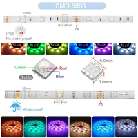 Rgb Strip Led, lampu Diode pita Led fleksibel ruang dinding 12V 10M 5 meter 5050 Smd 18/30/60 Led/M untuk dekorasi kamar rumah