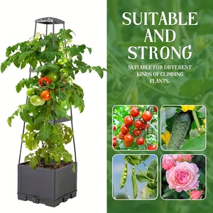 Raised Garden Bed <strong>Planter</strong> <strong>Box</strong> with <strong>Trellis</strong>, Tomato <strong>Planters</strong> for Climbing Plants Vegetable Vine Flowers Outdoor Patio - Product Image 5