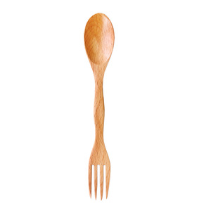 Solid Beech Wood 2-in-1 Spoon and Fork for Promotional Tableware Durable and Eco-Friendly