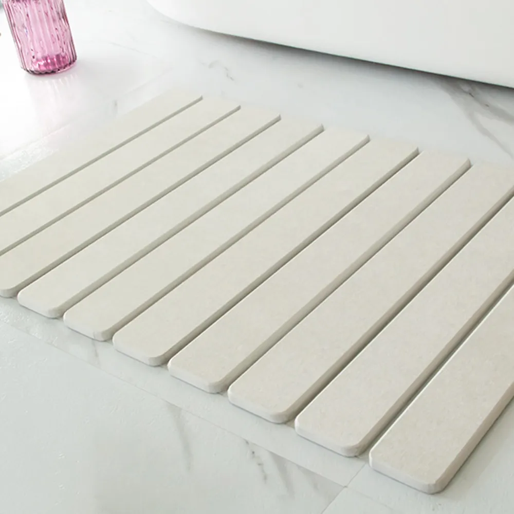 Quick Dry Bathroom New Neutral Design White Bath Floor Mat Support Folding Diatomite Mud Bathroom Mat