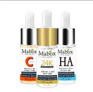Mabox面部视黄醇血清 + 六肽血清面部24k金 + 透明质酸血清保湿护肤美白安心剂