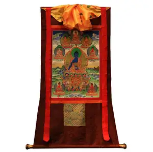 רקמת Thangka Tangka ציור מדיטציה פנג שואי יוגה פוסטר קיר עיצוב לבית מקדש בודהיסטי דקור