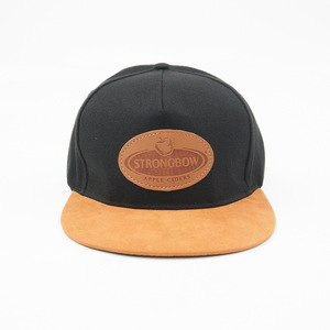 OEM 5-Panel High Quality 100% Cotton Fabric Baseball Cap With Leather Logo Unisex Two Colors Hat - Product Image 1