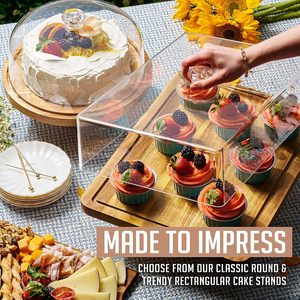 2 trong 1 đa năng món tráng miệng hiển thị tre gỗ vuông bánh đứng với nắp - Product Image 5