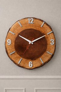 Reloj de Pared Electrónico Silencioso de Madera Maciza con Borde Natural, Hecho a Mano, Control por Aplicación Móvil, para Sala de Estar, Oficina en Casa, Camping - Product Image 4