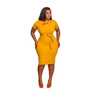 <span class=keywords><strong>Abito</strong></span> bendato a manica corta aderente <span class=keywords><strong>con</strong></span> lacci al ginocchio da donna di ultima generazione - Product Image 1