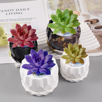 Boîte de rangement en résine et ciment pour bricolage Moule en silicone rond pour pot de fleurs à facettes taillé en diamant