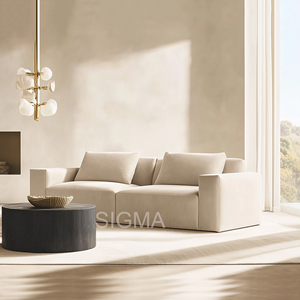 Indoor Living Room Furniture Set, Solid <strong>Wood</strong> <strong>Frame</strong> Fabric Sectional <strong>Sofa</strong> with Coffee Table - Product Image 6