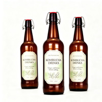 Bouteilles de bière en verre ambré à bouchon basculant en gros, 330 ml, 500 ml, 750 ml, 1000 ml, bouteille de bière en verre de qualité alimentaire avec bouchon à clapet