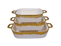 Plat de cuisson amphore de style américain en porcelaine émaillée blanche de 10,5 pouces, personnalisé, écologique, jetable, pour la maison