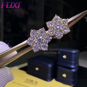 Iced Flower Cluster Moissanite <strong>Earrings</strong> <strong>Screwbacks</strong> 925 Sterling Silver 8.6mm Round Cut VVS Moissanite Diamond Stud <strong>Earrings</strong> - Product Image 3