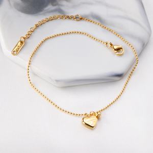 สร้อยข้อเท้ารูปหัวใจชุบทอง 18k สุดฮิต สร้อยข้อเท้าสแตนเลส เครื่องประดับข้อเท้าแบบกำหนดเองได้ - Product Image 4