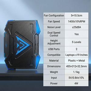 <span class=keywords><strong>Refroidisseur</strong></span> d'ordinateur <span class=keywords><strong>portable</strong></span> Jetion à cinq cœurs refroidi par air avec deux ports USB, hauteur réglable sur 5 niveaux, double contrôle de vitesse pour ordinateurs portables de <span class=keywords><strong>19</strong></span> <span class=keywords><strong>pouces</strong></span> - Product Image 2