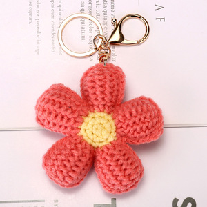 Ready Stock Yarn Crochet Flower Keychain Knitted Floral Pendant <b>Bag</b> Charm Wholesale Handmade Accessories for <b>Gift</b> Boutique - Product Image 3