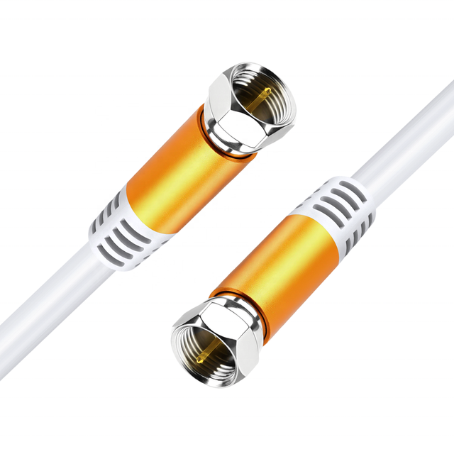 White F Type RG6 Coaxial Cable Aluminum Shell 75OHM MALE-MALE HD TV 1080P Satellite Receiver Antenna Cable
