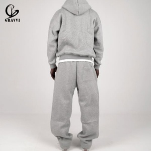 Custom Autumn Heavyweight French Terry 420 Grams 100% Cotton Streetwear Tracksuit Men Oversized Zip Hoodie <b>Sweatpants</b> <b>Set</b> Brand - Product Image 2