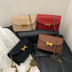 2024 New Chain Carteras Para Mujer De Marca H Letter Square Messenger Leather Crossbody Bags For Women