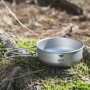 Bol à poignée pliable en titane pur à paroi simple 400 ml, gris argent sablé, design minimaliste, ultraléger, portable, durable - Product Image 2