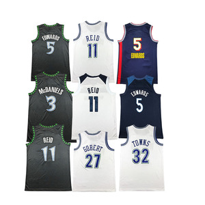 Nouveaux maillots de basketball cousus pas chers 2026 – 5 Edwards, 3 McDaniel, 11 Reid, 27 Gobert, 32 Towns - Product Image 2