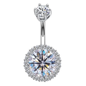 Ready to Ship S925 <strong>Sterling</strong> <strong>Silver</strong> Navel Ring Body Piercing Fine Jewelry Round <strong>Belly</strong> Button Ring Not Allergic Body Jewelry - Product Image 1
