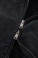 Veste sur mesure de haute qualité, surdimensionnée, à capuche en fausse fourrure vieillie, unie, lourde, 100% coton, fermeture éclair, coupe courte, coupe ample
