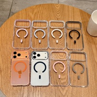 Coque de téléphone magnétique avec cadre coloré, couverture transparente, côtés antidérapants en TPU et dos transparent en PC pour iPhone 18 17 Pro Max