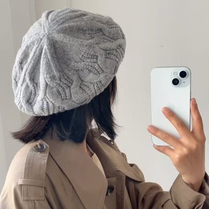 Béret en laine pour femme, bonnet tricoté style coréen, chaud, crème, noir, gris, rouge, beige - Product Image 3